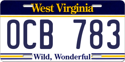 WV license plate OCB783