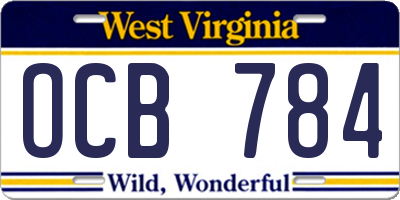 WV license plate OCB784