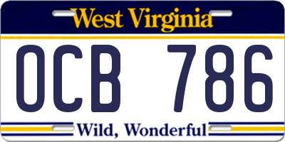 WV license plate OCB786