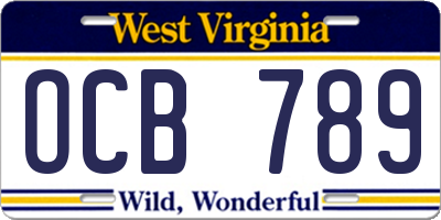 WV license plate OCB789