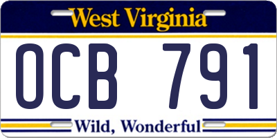 WV license plate OCB791