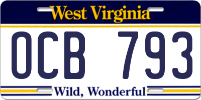 WV license plate OCB793