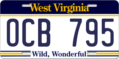 WV license plate OCB795