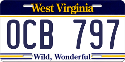 WV license plate OCB797