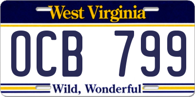 WV license plate OCB799