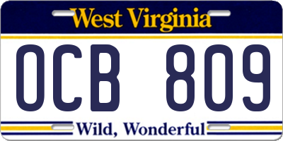 WV license plate OCB809