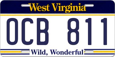 WV license plate OCB811