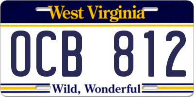 WV license plate OCB812