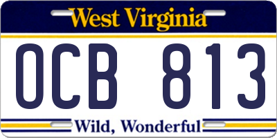 WV license plate OCB813