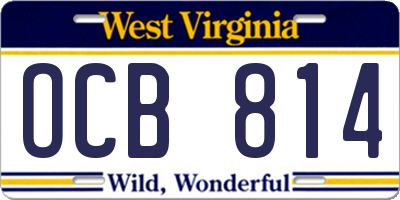 WV license plate OCB814