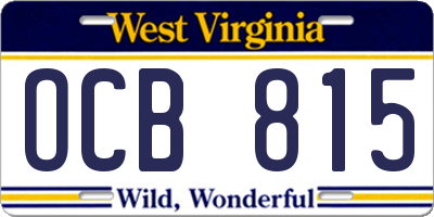 WV license plate OCB815