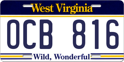 WV license plate OCB816
