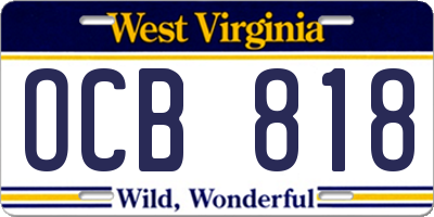 WV license plate OCB818