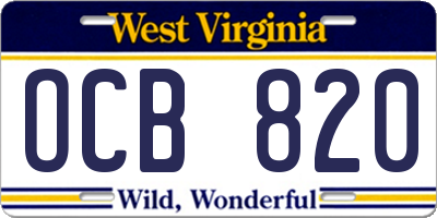 WV license plate OCB820