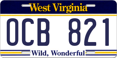 WV license plate OCB821