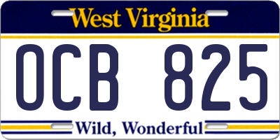 WV license plate OCB825