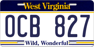 WV license plate OCB827