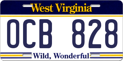 WV license plate OCB828