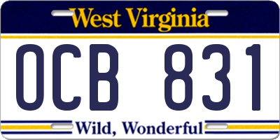WV license plate OCB831