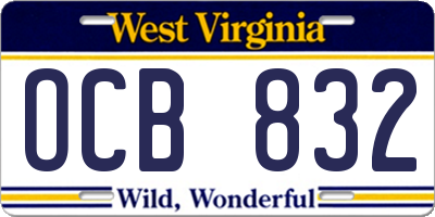 WV license plate OCB832