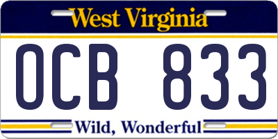 WV license plate OCB833