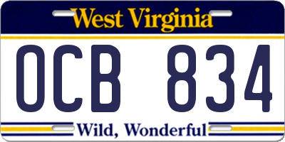 WV license plate OCB834