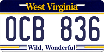 WV license plate OCB836
