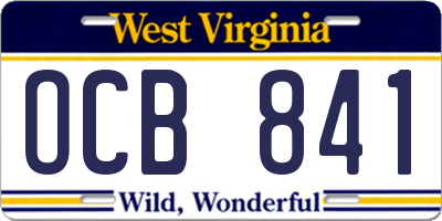 WV license plate OCB841