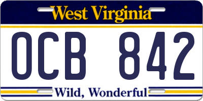 WV license plate OCB842