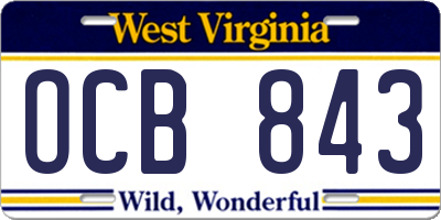 WV license plate OCB843