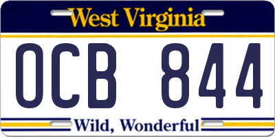 WV license plate OCB844