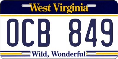 WV license plate OCB849