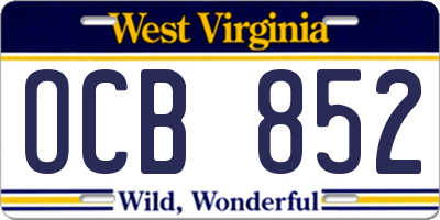 WV license plate OCB852