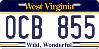 WV license plate OCB855
