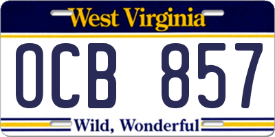 WV license plate OCB857