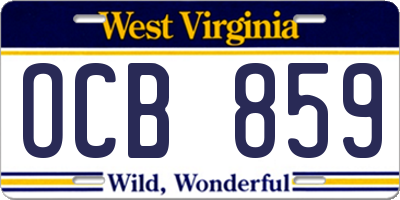 WV license plate OCB859