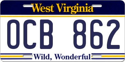 WV license plate OCB862