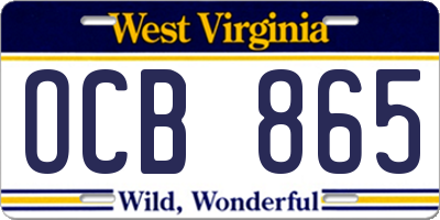 WV license plate OCB865