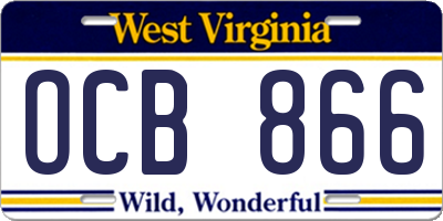 WV license plate OCB866
