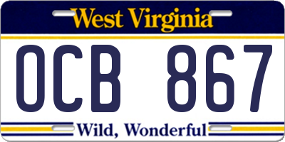 WV license plate OCB867