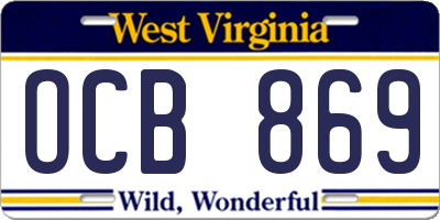 WV license plate OCB869