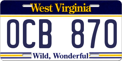 WV license plate OCB870