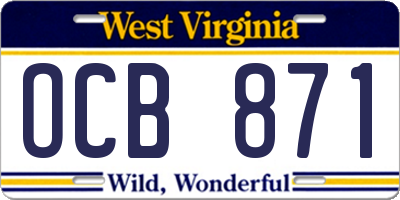 WV license plate OCB871