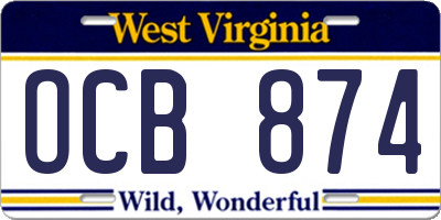 WV license plate OCB874