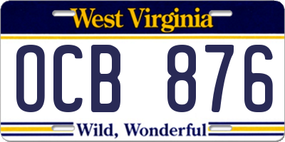 WV license plate OCB876