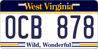 WV license plate OCB878