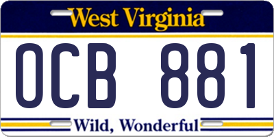 WV license plate OCB881