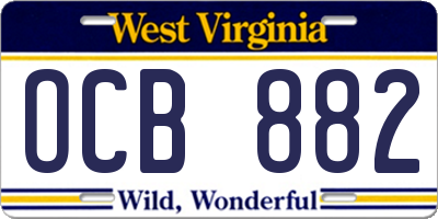 WV license plate OCB882
