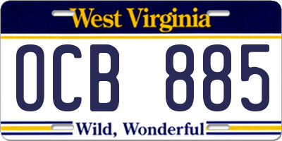 WV license plate OCB885