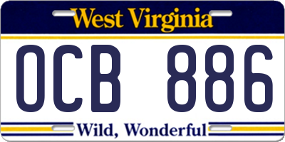 WV license plate OCB886